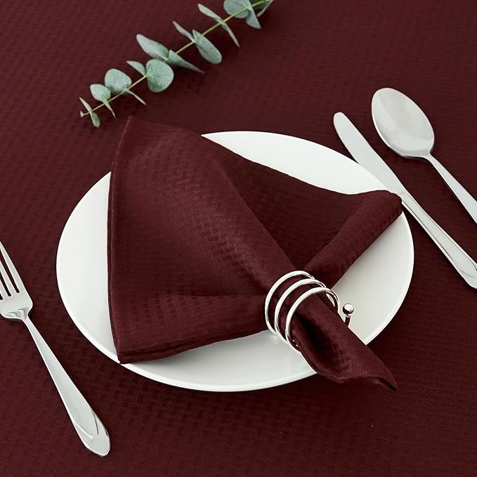 maxmill Cloth Napkins Weaved Texture Pattern Soft Comfortable and Luxury Serviette for Restaurant Family Dinners Weddings Parties and Banquets Set of 4 Pieces, 20 x 20 Inch Burgundy