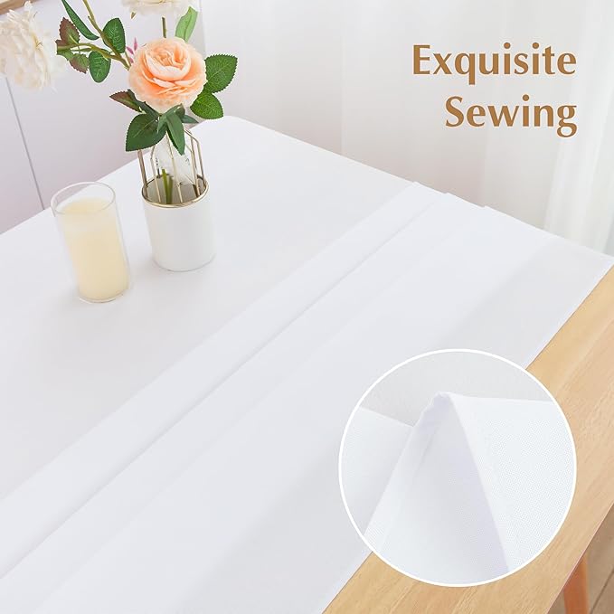2 Pack Square Table Cloth 52X52 Inch White Washable Fabric Tablecloth Polyester Solid Dining Table Cover for Birthday Party Dinner Holiday Outdoor Indoor