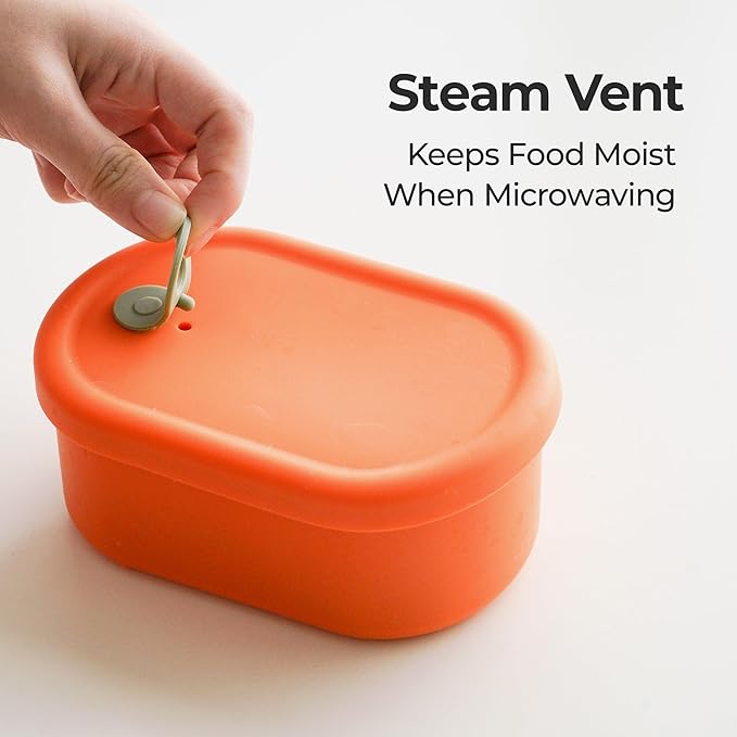 Premium Korean-Made Silicone Airtight Food Container with Steam Vent – BPA Free, Leakproof, Microwave & Freezer Safe Meal Prep. & Leftovers Storage (Violet, 4p Multi-Size Set)