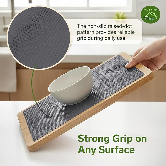EVALAND Shelf Liners for Kitchen Cabinets Non-Adhesive 12" x 33 FT Gray Drawer Liner Non Slip, Washable Cabinet Liner, Waterproof Shelf Liners for Cabinets, Refrigerator Bathroom Pantry Cabinet Mat