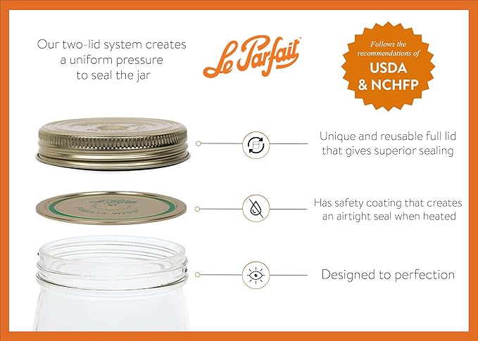 Le Parfait Familia Wiss Terrine Wide Mouth French Glass Jar w/Airtight 2-Piece System Gold Lids | Ideal for Food Storage, Canning, Meal Prep, Cake Jar & DIY Crafts | 12oz (Pack of 6) 350ml