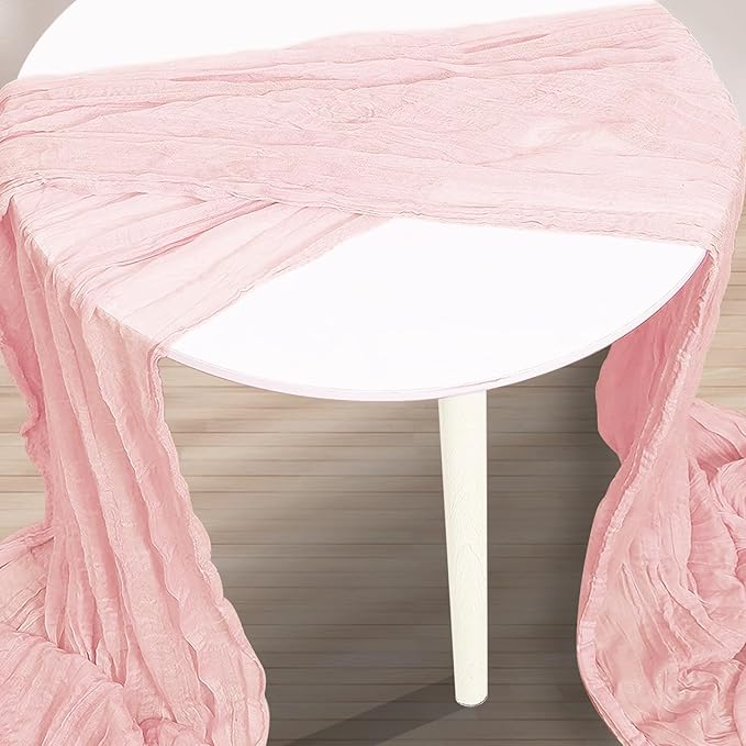10 Pack Dusty Pink Cheesecloth Table Runner 35x120 Inch 10Ft Rustic Gauze Cheese Cloth Table Runner Sheer Cheesecloth Table Runners for Wedding Party Bridal Shower Decoration