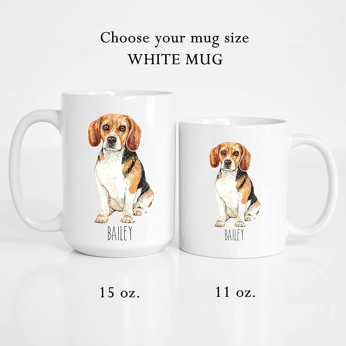 Beagle Custom Coffee Mugs with Name for Dog Mom Dad - Personalized Gifts for Best Friends - Grandma Grandpa Present (Beagle)