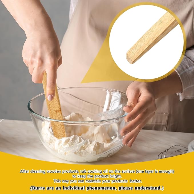Hillban 2 Pcs 11 Inch Spurtle for Sourdough Stirring Stick Bread Mixing Stir Stick Bread Making Tools Paddle Wooden Dowel for Sourdough Spurtle Spatula Kitchen Cooking(Bamboo)