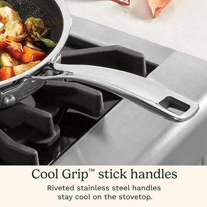 Cuisinart FusionPlus Nonstick Stainless Steel Cookware, 8-inch Skillet with PFAS-Free PURELYSEAR Ceramic Technology, Scratch Proof, Cool Grip Handles, Dishwasher Safe, FPS22-20