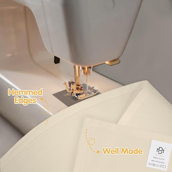 BRILLMAX 10 Pack Beige Tablecloths 60 x 126 Inch for 8ft Rectangle Tables - 150 GSM Polyester Fabric, 15" Standard Drop, Water, Stain & Wrinkle Resistant Cloth Cover for Wedding Dining Buffet