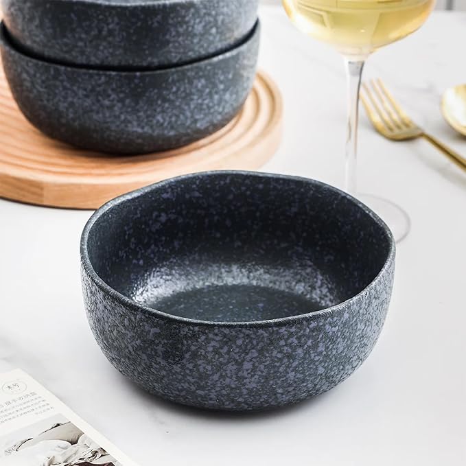Stone Lain Stoneware Dish Set, 4 Bowls, Tom - Gray and Blue