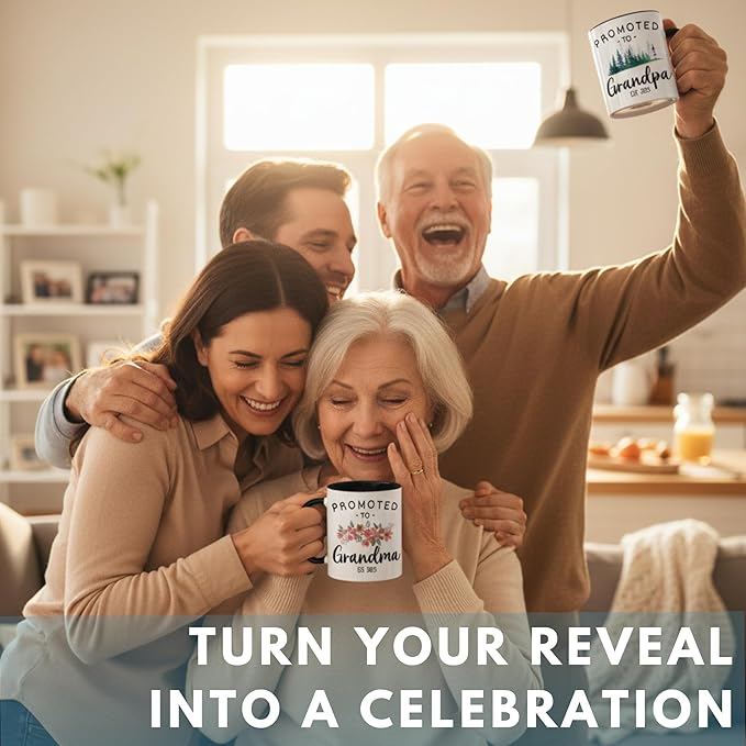 Vivulla68 Promoted to Grandparents Mug 2026 with Greeting Card, Pregnancy Reveal Gift for New Grandma and Grandpa, First Time Grandparents Coffee Cup, Baby Announcement Idea, Grandma And Grandpa Mugs