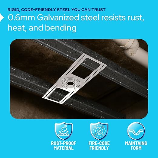 KASTLITE 12-Pack New Construction Mounting Plate for 2" to 6" Wafer Downlights | Flat Rough-in Bracket for LED Recessed Ceiling Lights | Galvanized Steel, 6 Trim Sizes, 26" Length Fits 16″-24″ Joists