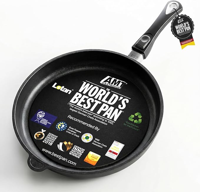 AMT Gastroguss The World´S [.] Frying pan Induction, Diameter 28 cm, Height 5 cm, cast Aluminium (Aluminium), Lotan® Non-Stick Coating for Fat-Free-Frying, AMZN-I-528-US