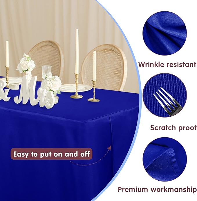 HolidayIdeas Fitted Royal Blue Table Covers - 96 x 30 Inch - 2 Pack Rectangle Tablecloths for 8 Foot Tables, Polyester Fabric Tablecloth for Parties, Trade Show, Farmers Market