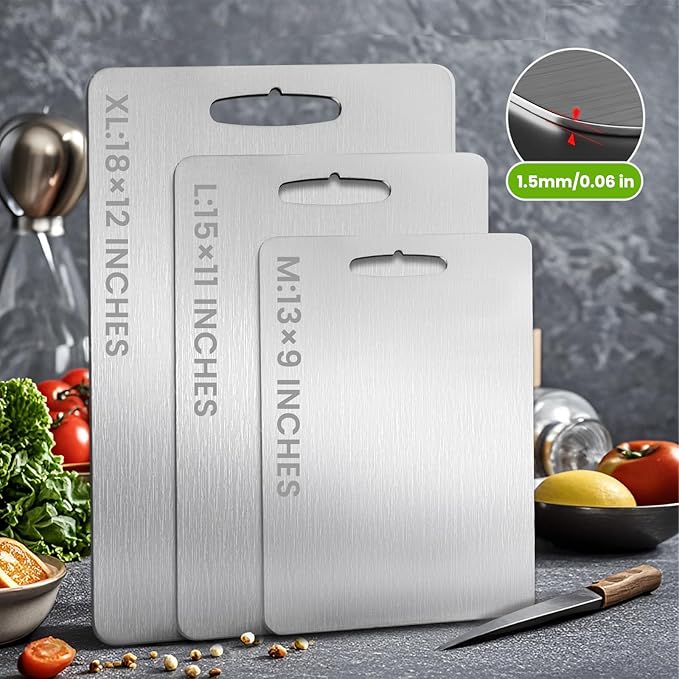 Titanium Cutting Board, 2025 New Upgrade 100% Pure Titanium Cutting Boards for Kitchen, Hygiene & Durability Non Stick Chopping Board, Double sided Cutting Mat, Easy to Clean (18 * 12)