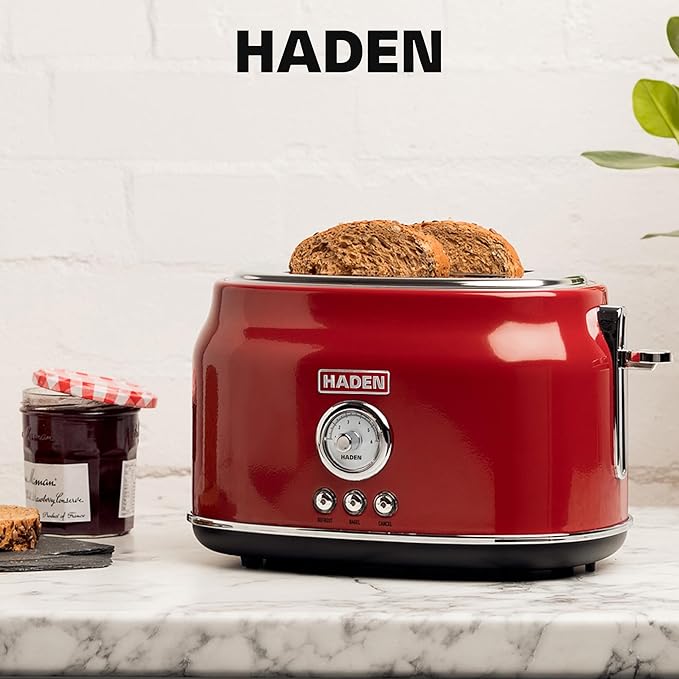 Haden Dorset 2 Slice Wide Slot Stainless Steel Toaster with Adjustable Browning Control & Non-Slip Feet, Putty & Chrome