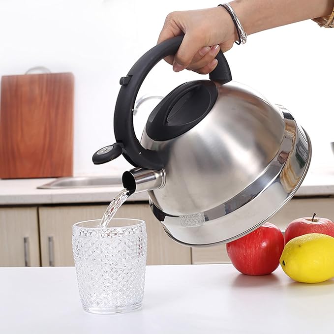 Whistling Tea Kettle,Stainless Steel Stovetop Teapot Boiling Water Container Whistling Hot Water Kettle for Stovetop Gas Stove Induction Cooker