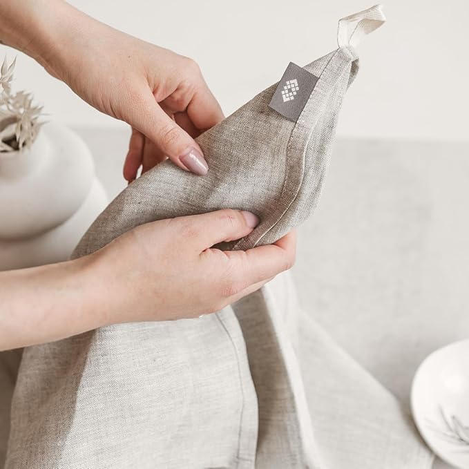 Pure Linen Flax Washcloths – 4-Pack Natural Dish Towels Set – Linen Tea Towel Cloth Napkins – Small Hand Towels for Kitchen – Durable, Lint-Resistant, Highly Absorbent