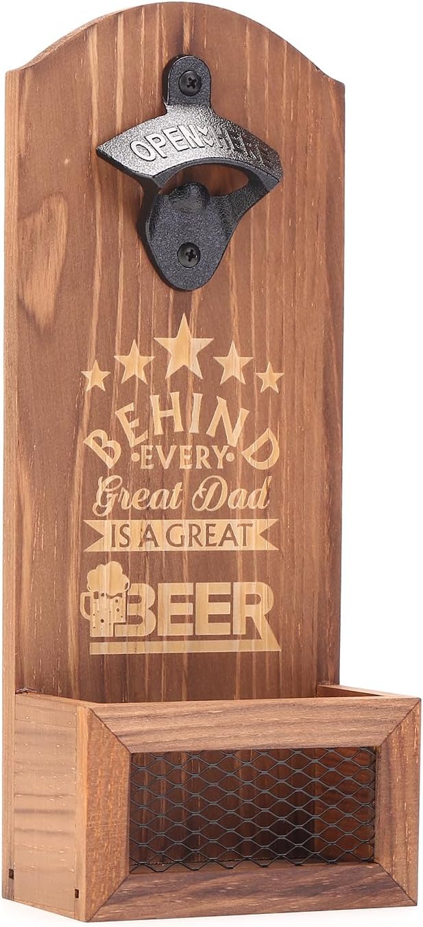 Engraved Wall Mounted Bottle Opener with Catcher, Gift for Dad, Fathers Gift, Mens Gift, Gift for Husband, Gift for Beer Lovers