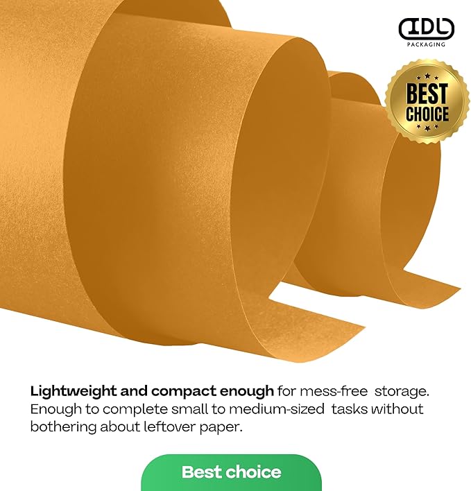 Orange Kraft Paper Roll 48" x 1200" (100 feet) with Cutter - USA-Made Gift Wrapping Paper for Packing, Moving, Shipping & Crafts/Arts - 100% Recyclable Natural Craft Material by IDL Packaging