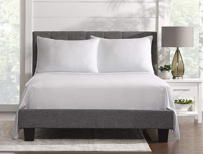 Pure Bamboo Twin Sheets, Genuine 100% Organic Viscose Derived from Bamboo Bed Sheet Set, Luxuriously Soft & Cooling, Double Stitching, 2 Year Quality Promise (Twin, Stripes)