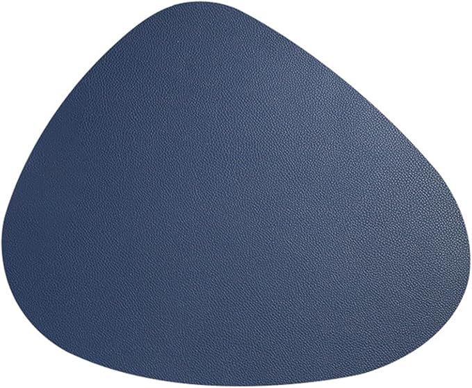 Leather Western Placemat Tableware Pad Oil Water Heat Insulation Non-Slip Tablemat Coaster for Kitchen Washable Cup(Dark Blue,11x13cm)