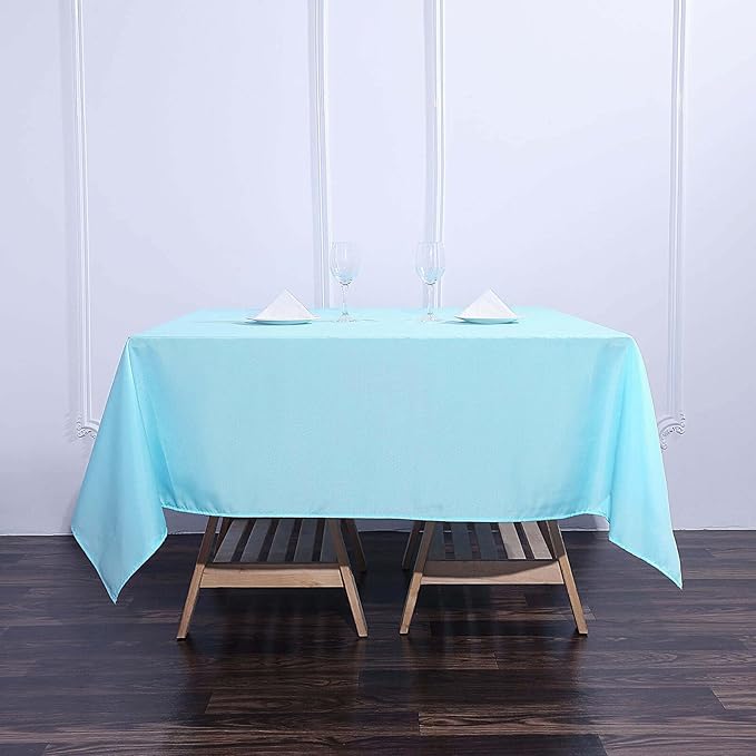 Efavormart 70" Premium Square Polyester Tablecloth for Wedding Kitchen Dining Events - Blue
