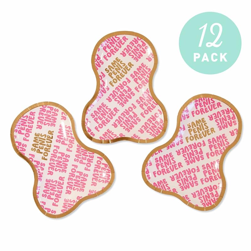 Stag & Hen Bachelorette Party Paper Plates | 12 Pack, Disposable Penis-Shaped Plates | Same Penis Forever Funny, Naughty Tableware | Last Pickle, Same Weiner Bridesmaids Gifts, Favors, Decor