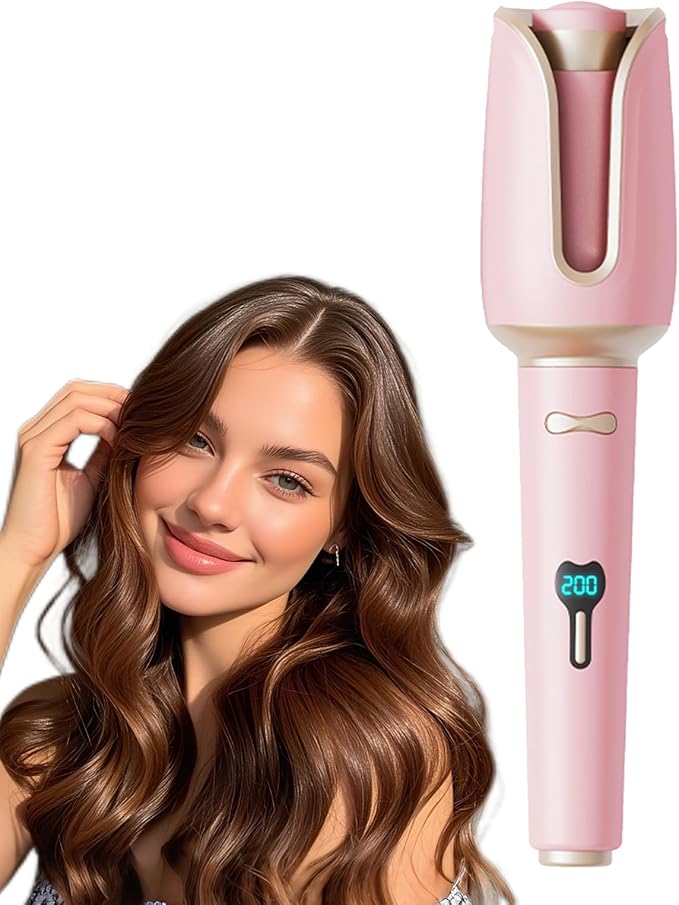 Automatic Hair Curler for Long Hair -1.25 Inch Rotating Curling Iron - 1-Click Hair Curler Automatic Rotating with 3 Temp，360°Anti-Scald Design,Anti-Tangle,Lightweight for Travel, Ceramic Coating