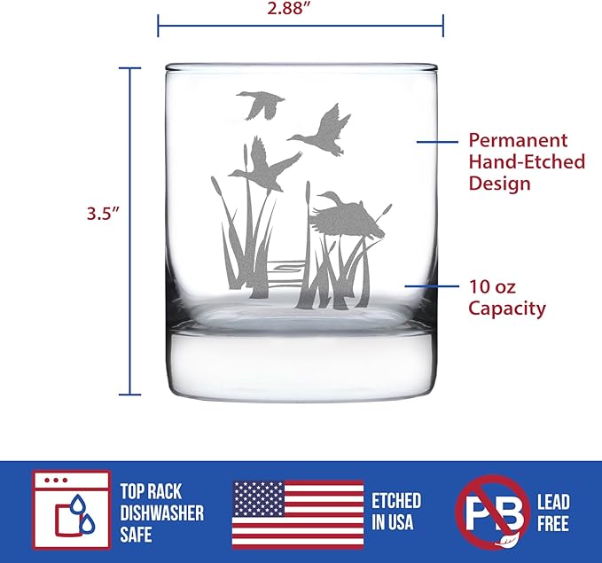 Custom Duck Pond Personalized Whiskey Rocks Glass - Cabin Themed Gifts or Rustic Decor for Men and Women - Fun Whisky Drinking Tumbler - 10.25 oz