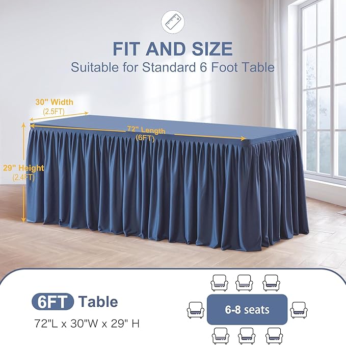 Wish Care 4 Pack Navy Blue Rectangle Table Clothes for 6 Foot Tables, Polyester Fitted Tablecloths 6ft Stretch Table Cover for Wedding, Birthday, Parties, Trade Show, Craft Show