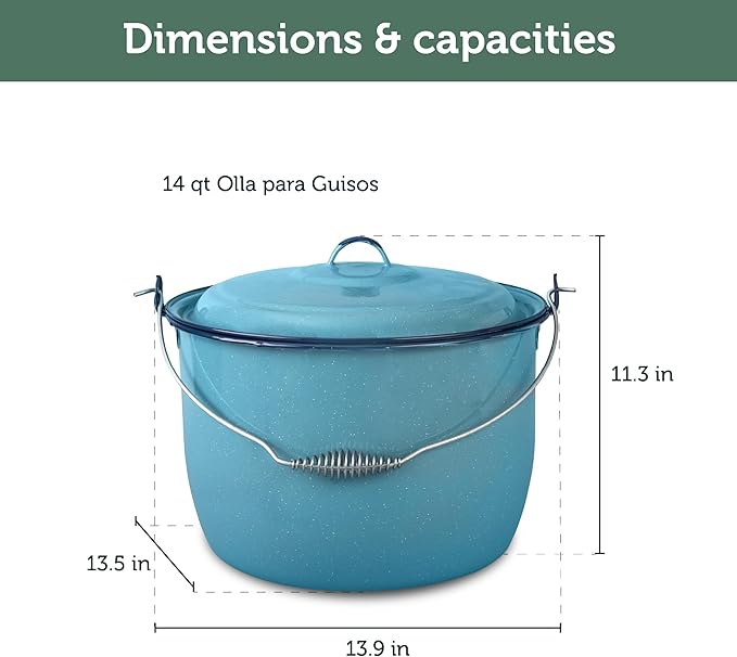 Cinsa 8-Piece Enameled Steel Stock Pots (14 & 8 QT) with Lids, Turquoise Blue Cookware Set