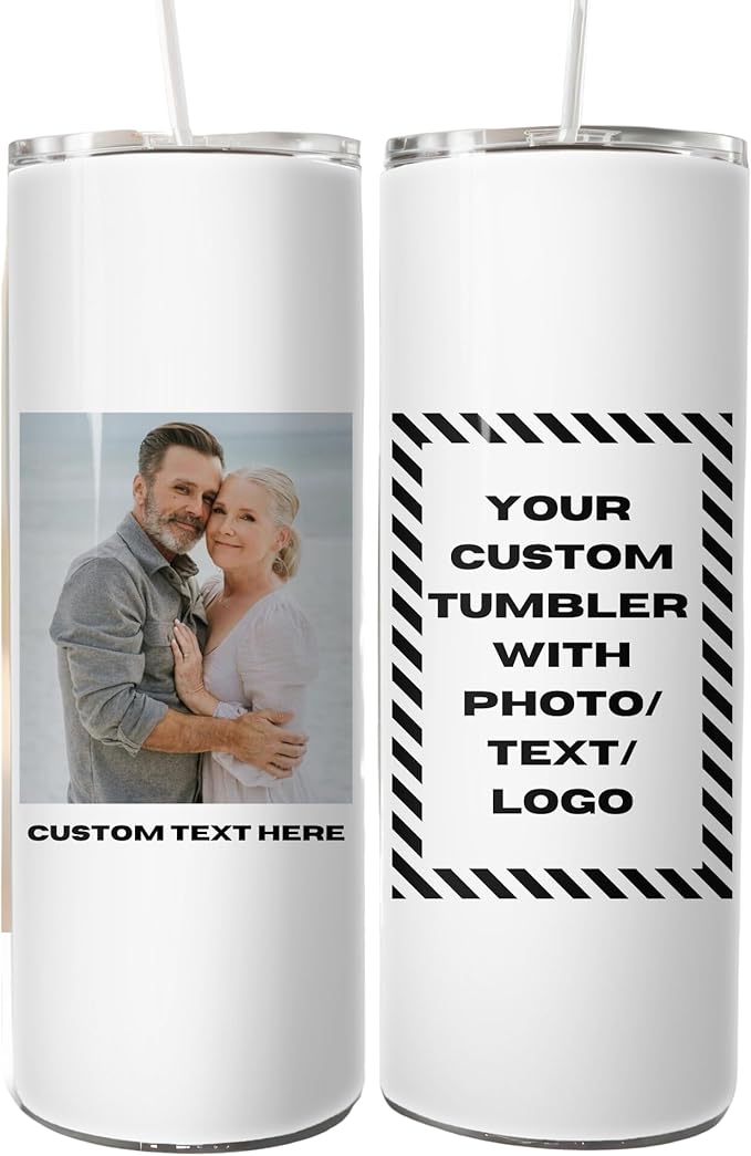Personalized Custom 20oz Tumbler With Name Picture for Couples, Keeps Hot and Cold for Coffee and Travel Tumbler, Gift for Couples, Unique Anniversary Gift for Couple, Birthday Gift, Wedding Gift