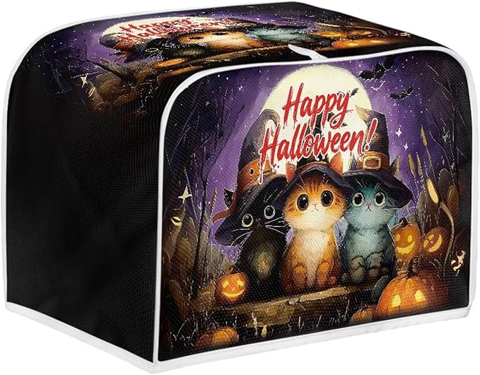 Doojoayie Happy Halloween Toaster Cover 4 Slice Toaster Dust Cover Oven Dustproof & Washable for Kitchen Small Appliance,Kitchen Essentials Holiday Decor