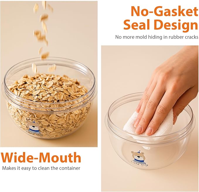 3 Pack Small Airtight Food Storage Containers with Lids, Clear Stackable BPA-Free Plastic Jars for Coffee, Sugar, Snacks & Countertop Organization
