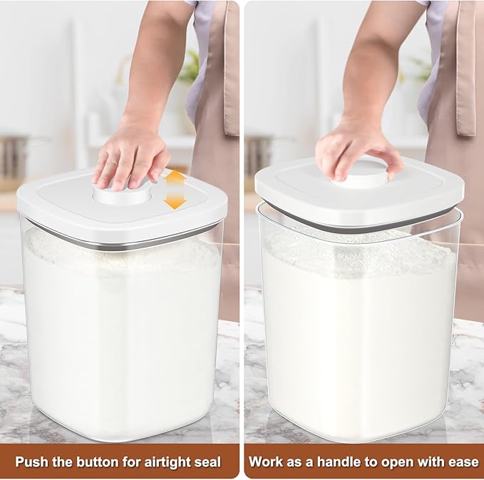 Airtight Rice Container 20 Lbs, Clear PET Plastic Food Storage Container Bin For Flour Sugar, Dry Food Holder with Easy Locking Lid for Kitchen Pantry Organization and Storage