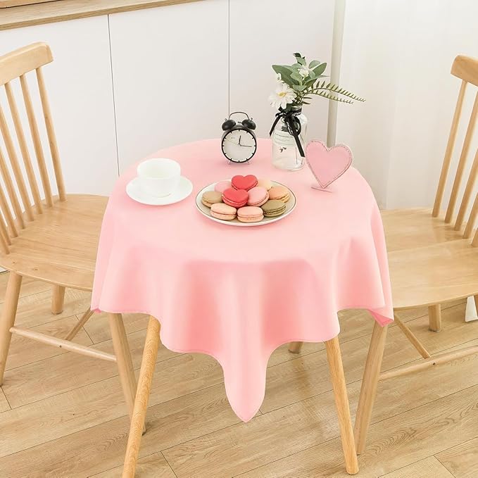 2 Pack Small Square Table Cloth 36X36 Inch Pink Tablecloth Washable Polyester Solid Tables Cover for Night Stand End Table Side Tables Outdoor Indoor