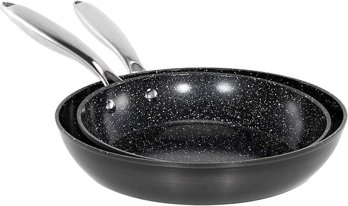 MAISON ARTS Hard Anodized Nonstick Frying Pans Set 2 Piece, 10" and 12" Ceramic Coating Skillets