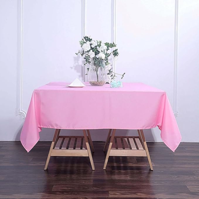 Efavormart 70" Premium Square Polyester Tablecloth for Wedding Kitchen Dining Events - Pink