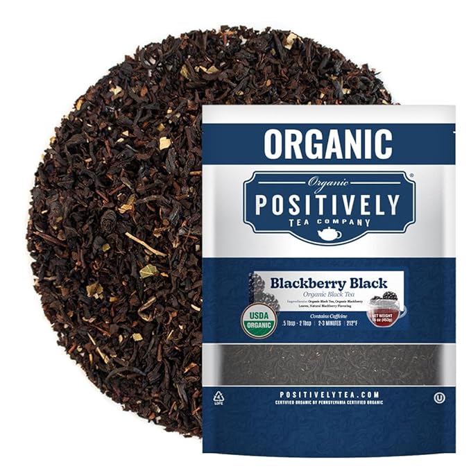 Organic Positively Tea Company, Blackberry Black Tea, Loose Leaf, 16 Ounce