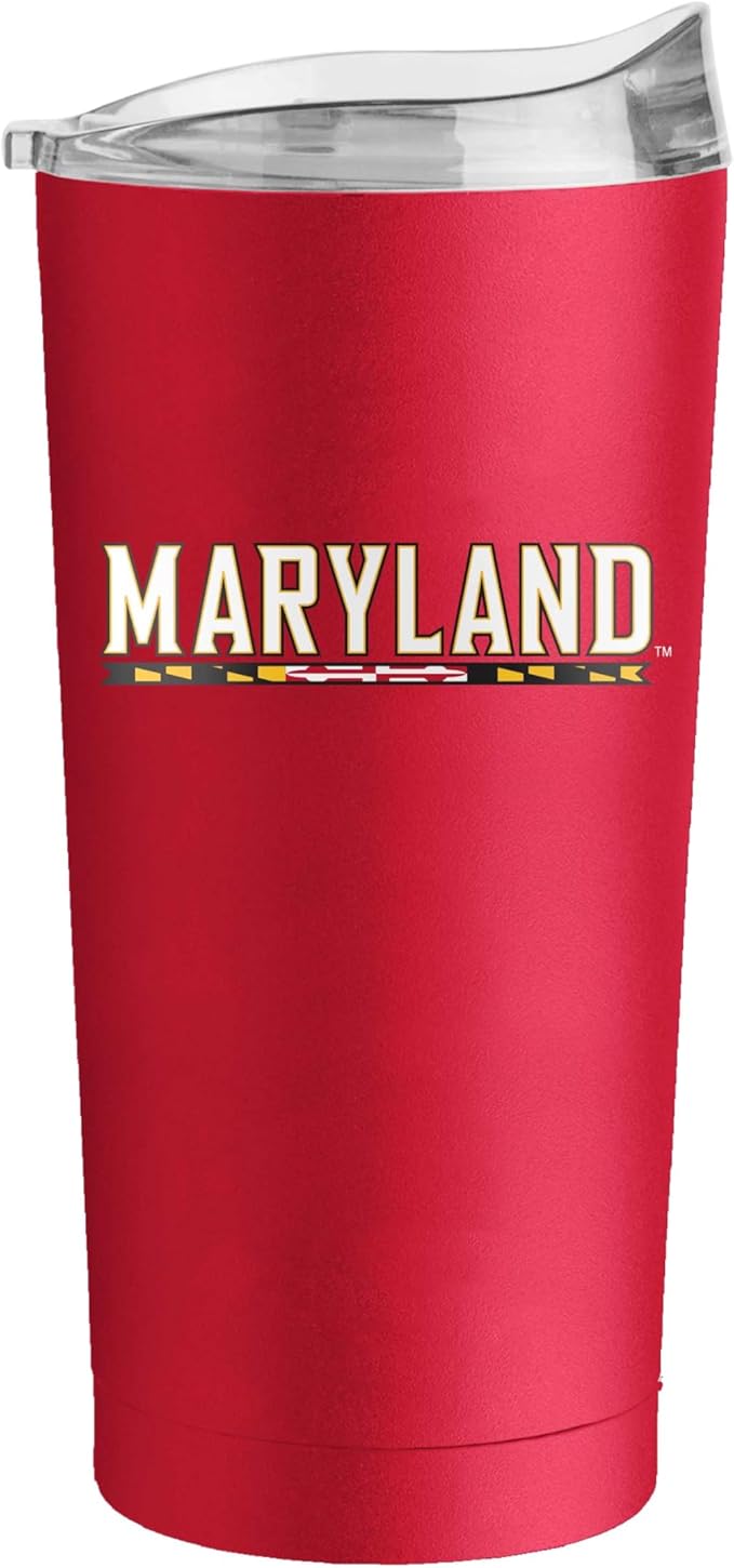 Logo Brands NCAA 20 oz Powder Coat Stainless Tumbler -Double-Wall Insulated Everday Tumbler for Hot or Cold Drinks, High Lip Lid, Team Color