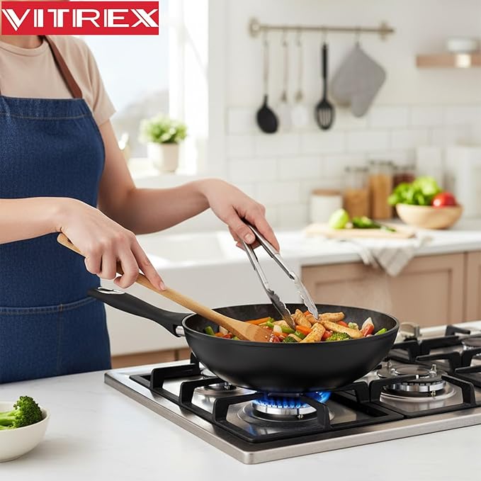 VITREX Nature 11-Inch Nonstick Forged Aluminum Wok, Stir-Fry Pan, Induction-Ready for All Stovetops, Dishwasher Safe, PFOA-Free