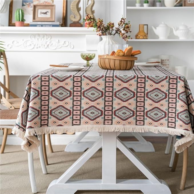 Rectangular Tablecloth Cherry Jacquard Tablecloth Thick Tablecloth Suitable for Restaurant Camping(Style9,140 * 200cm)