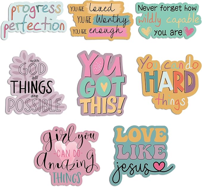 Feekoon 8 Pcs Locker Decoration for Girls Inspirational Fridge Magnets Back to School Christian Bible Verse Motivational Quotes Cute Refrigerator for Classroom Whiteboard School Locker(Pure Color)