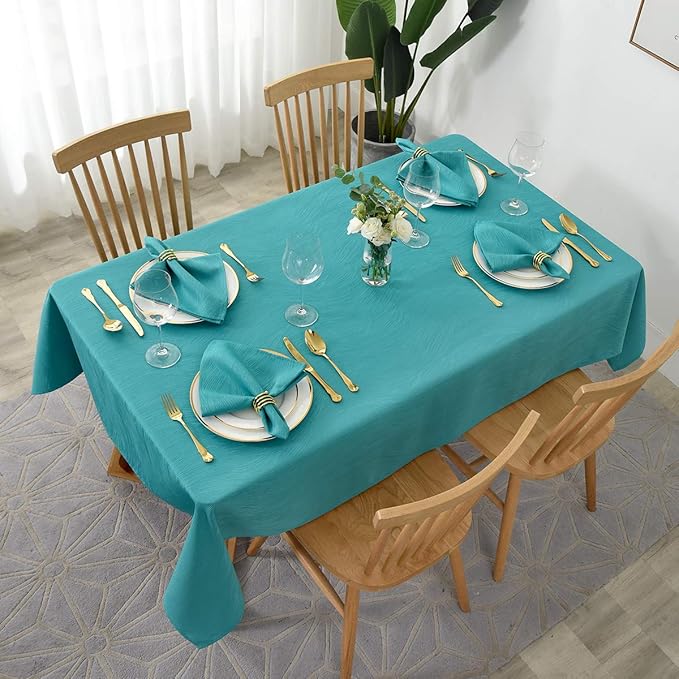 maxmill Square Tablecloth Swirl Design Spillproof Antiwrinkle Water Proof Heavy Weight Soft Table Cloth for Buffet Banquet Parties Event Holiday Dinner Square 60 x 60 Inch Teal