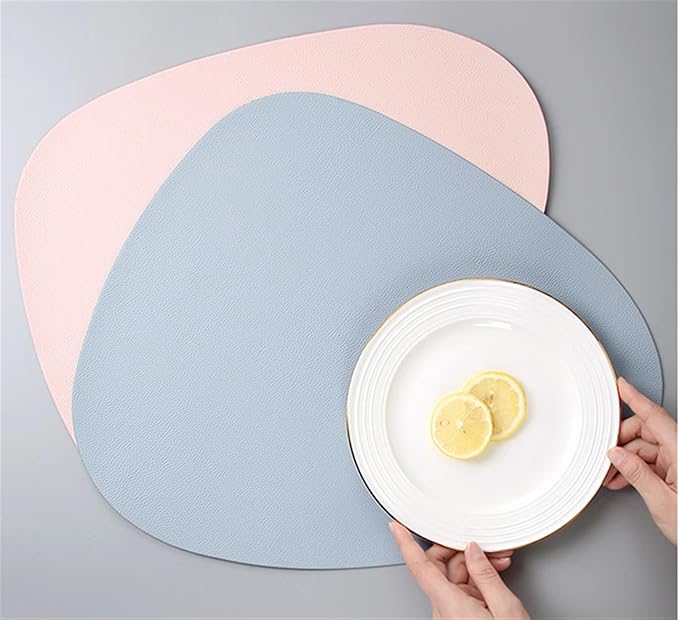 Leather Placemat Tableware Pad Oil Water Heat Insulation Non-Slip Tablemat Coaster for Kitchen Cup(Milk Tea Color)