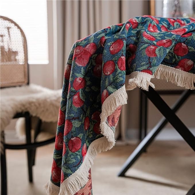 Rectangular Tablecloth Cherry Jacquard Tablecloth Thick Tablecloth Suitable for Restaurant Camping(Style14,140 * 180cm)
