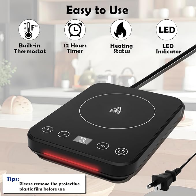 FJ FOUR JOYS Sourdough Starter Warmer with Precise Thermostat Control(70-100°F), Digital Display, Auto On/Off, 1-12 Hours Timer - Perfect for Sourdough Bread Fermentation and Home Baking