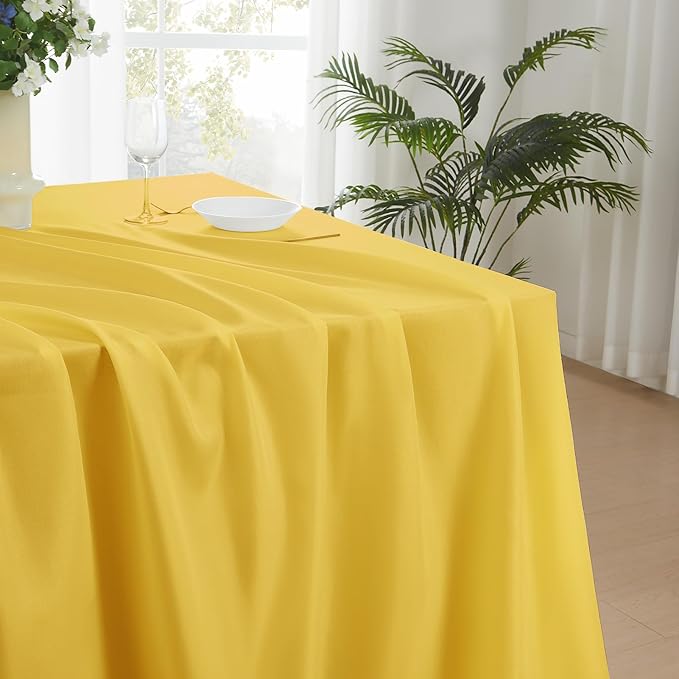 Rectangle Tablecloths 60x120 Inch 6 Pack Yellow Tablecloth for 6ft Washable Decorative Linen Polyester Table Cloths for 8ft Dining Table Banquets Buffet Parties and Wedding
