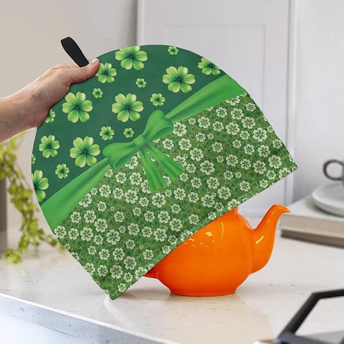 Shamrock Tea Cosy for Teapot Irish Holiday Decoration Tea Cosy for Teapot Thick Home Decorative Kettle Kitchen Dust Cover for St. Patrick's Day