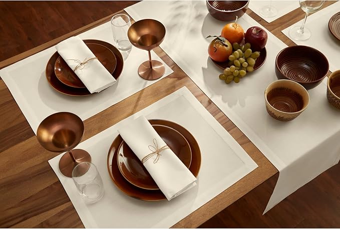 Solino Home Ivory Table Runner 72 Inches Long - Dru Cotton Linen Dining Table Runner 14 x 72 Inch for Spring, Easter - Handcrafted and Machine Washable