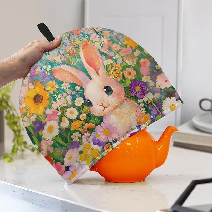 Bunny Tea Cozy for Teapot Insulated Easter Sunday Tea Cozies Tea Pot Cover Dust Home Kitchen Decor Teapot Protector for Women