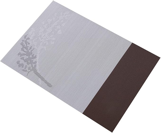 Non-Slip Placemats Heat- Stain for Kitchen Table Washable PVC Table Mat Woven Placemat(Tree Grey,30X45CM_8 PCS Set)